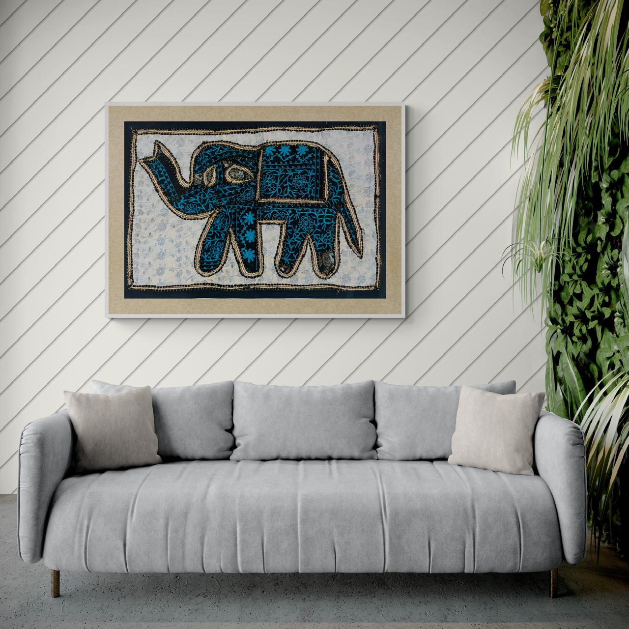 Handcrafted Indian Elephant Tapestry – Traditional Embroidered Wall Art
